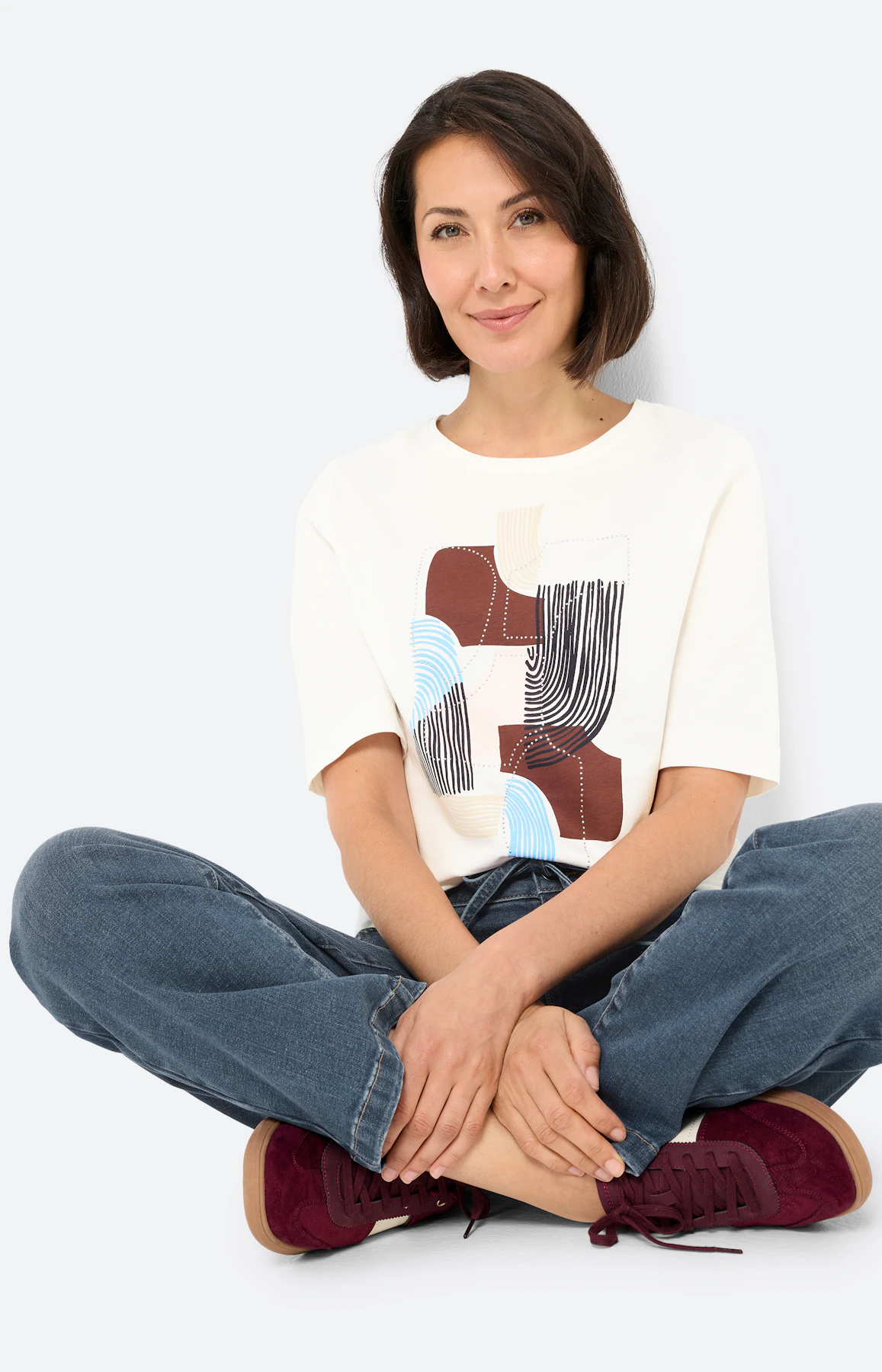 T-shirt met frontprint, wit