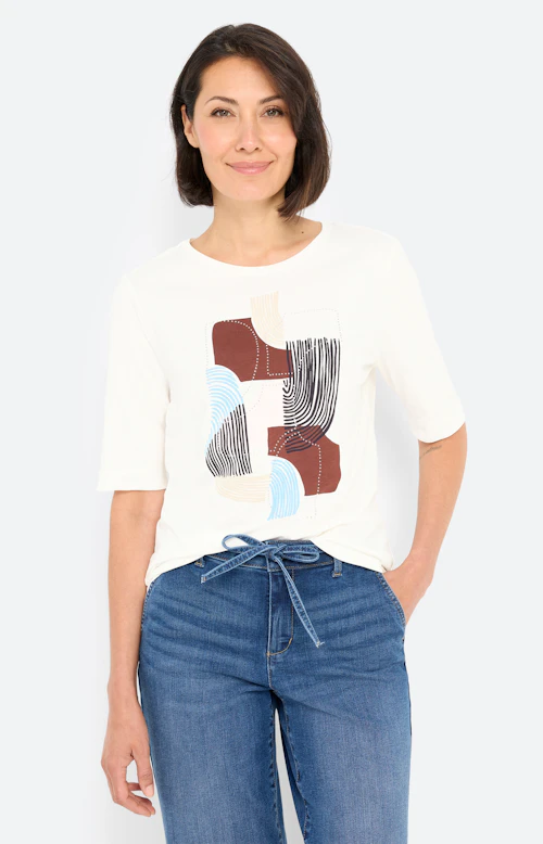 T-shirt met frontprint, wit