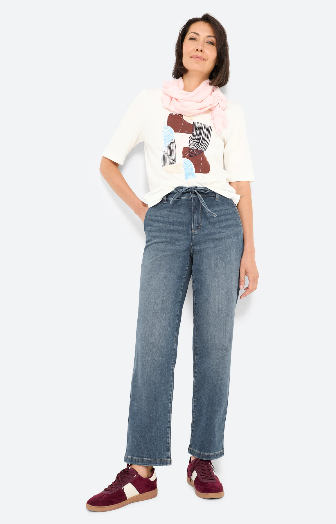 T-shirt met frontprint, wit