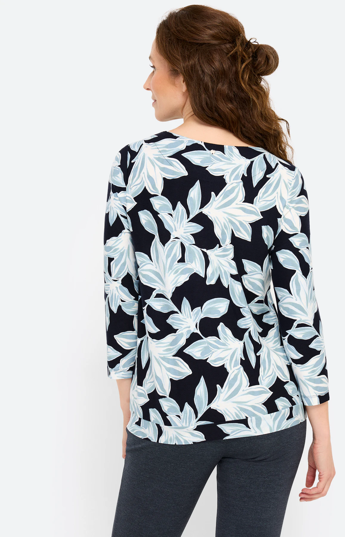 Shirt mit floralem Print, navy