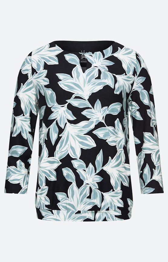 Shirt mit floralem Print, navy