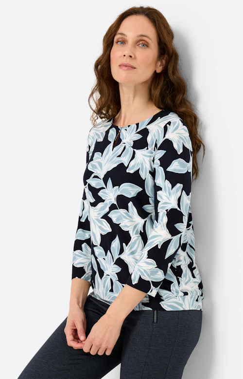 Shirt met gebloemde print, navy