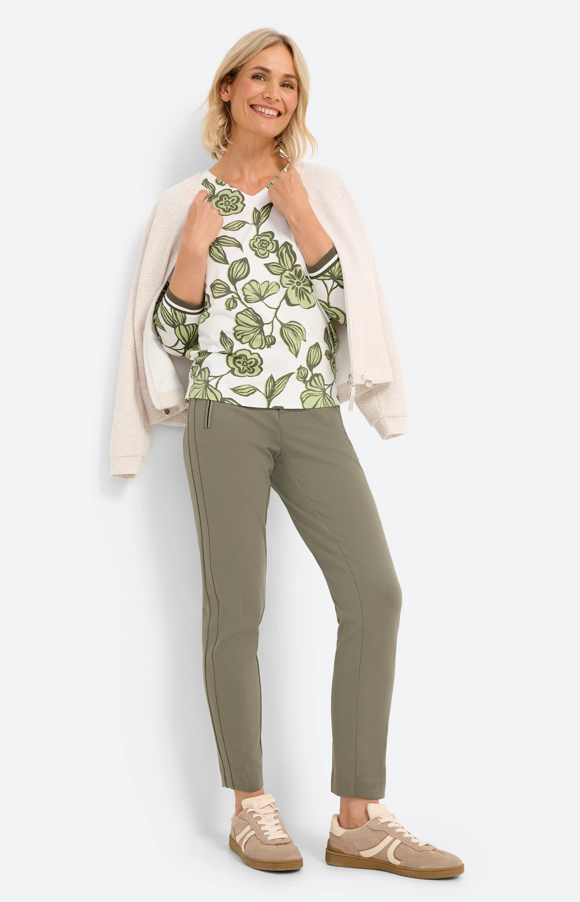 Shirt met bloemmotief, wit