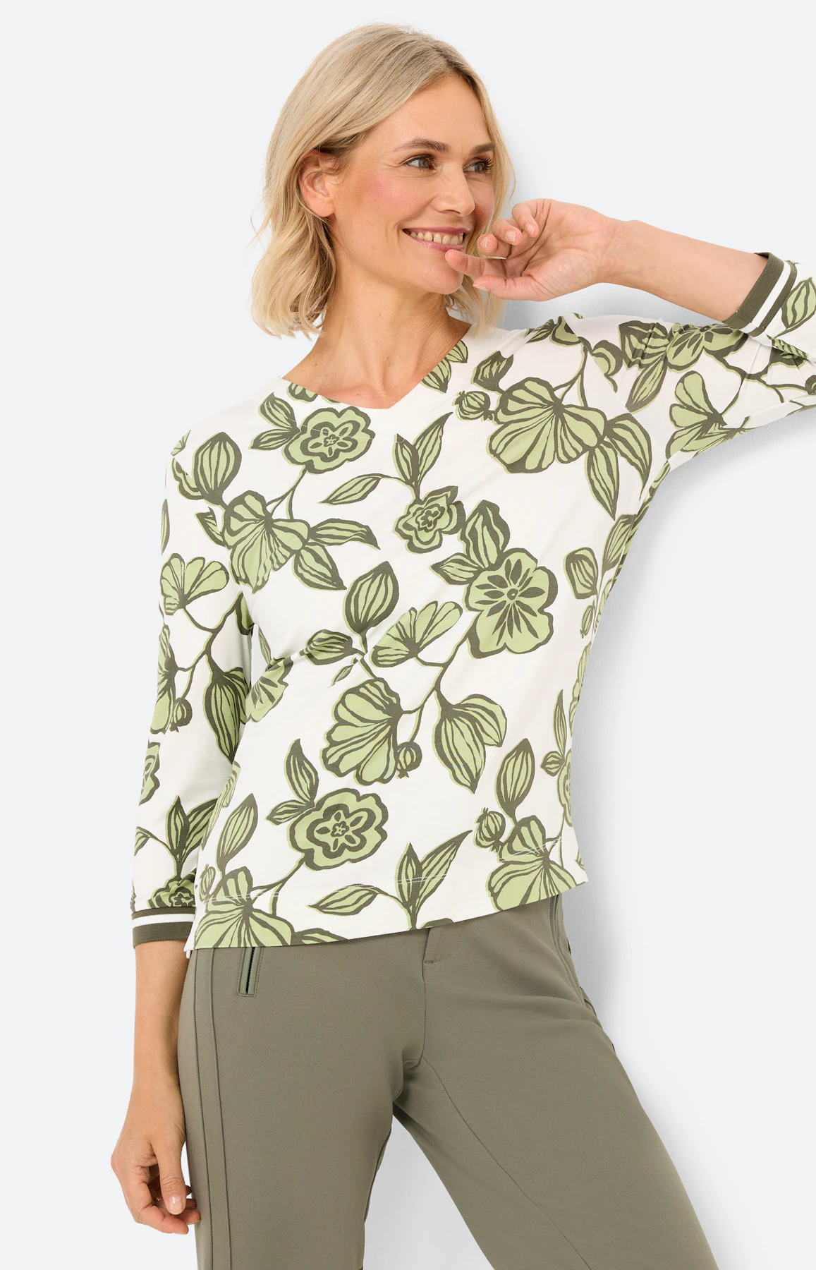 Shirt met bloemmotief, wit