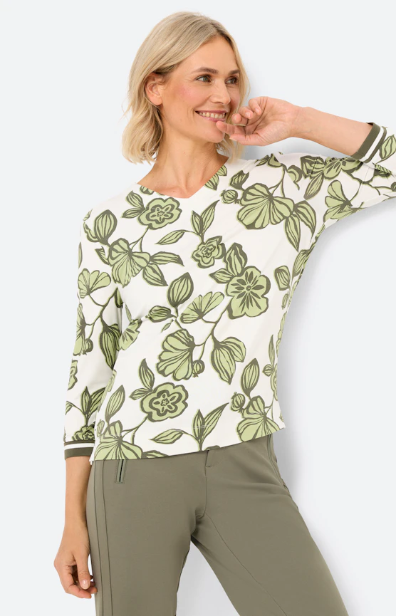 Shirt mit Blumenmuster, weiß