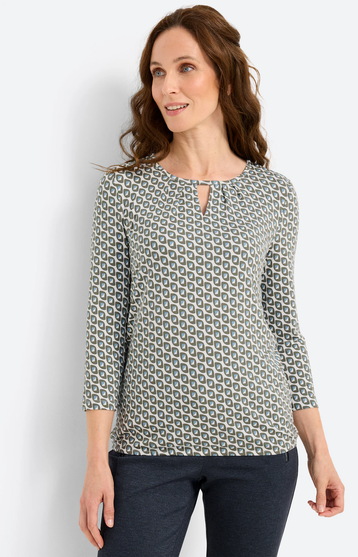 Shirt met grafisch motief, kaki