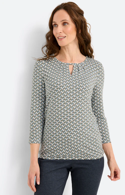 Shirt met grafisch motief, kaki