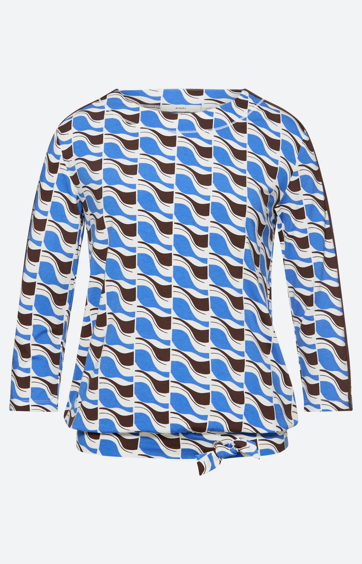 Shirt met een knoopdetail, staalblauw