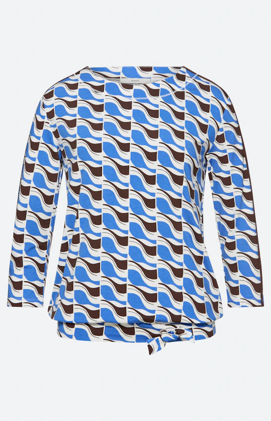 Shirt met een knoopdetail, staalblauw