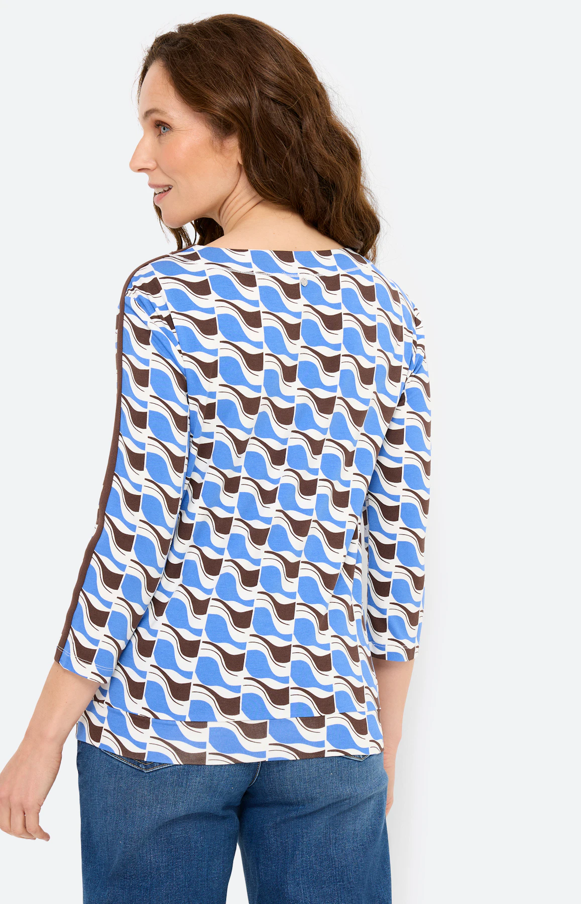 Shirt met een knoopdetail, staalblauw