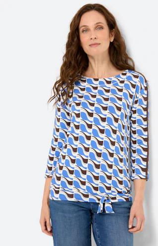 Shirt met een knoopdetail, staalblauw