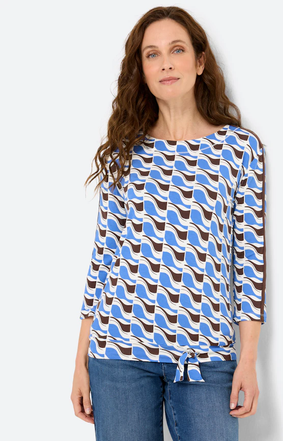 Shirt met een knoopdetail, staalblauw