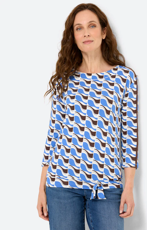 Shirt met een knoopdetail, staalblauw