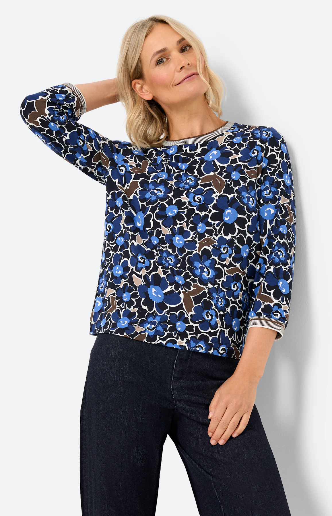 Shirt met ribboorden, navy