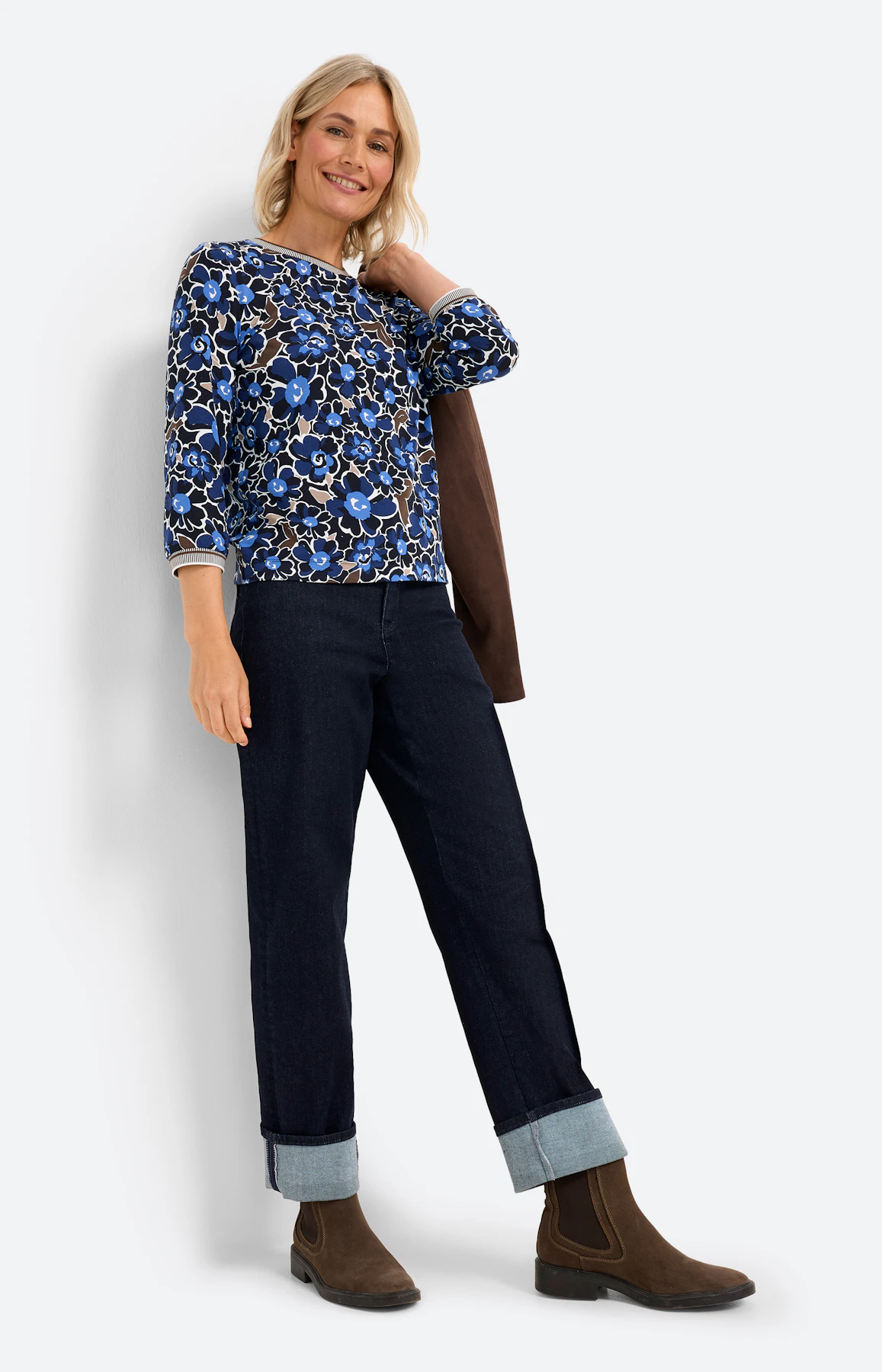 Shirt met ribboorden, navy