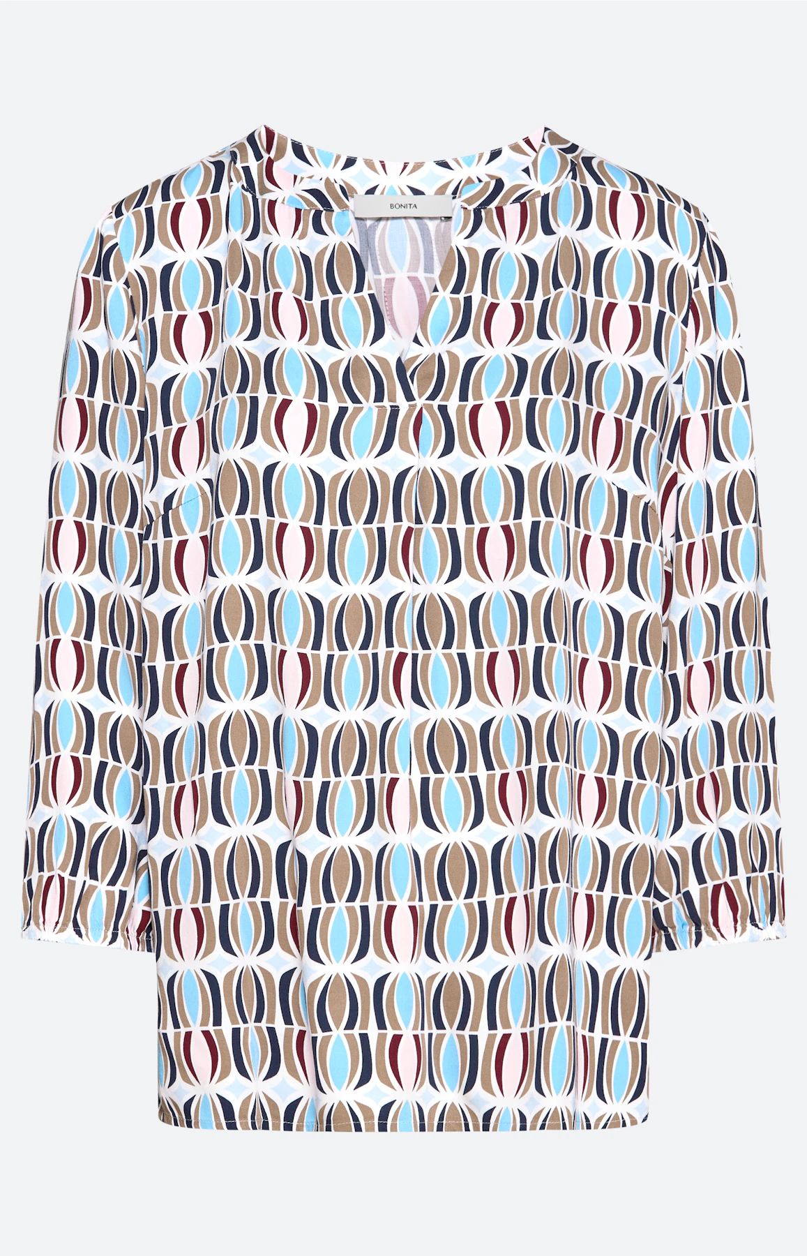 Blouse met print all-over, greige