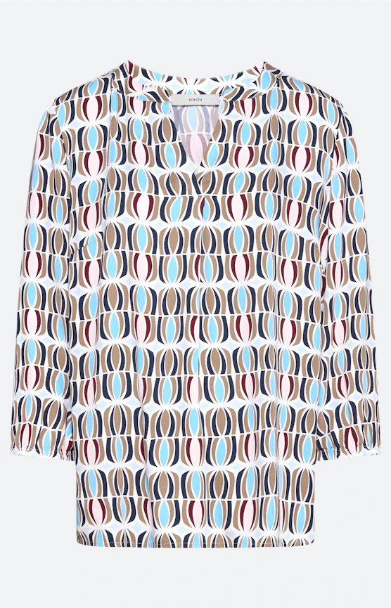 Blouse met print all-over, greige