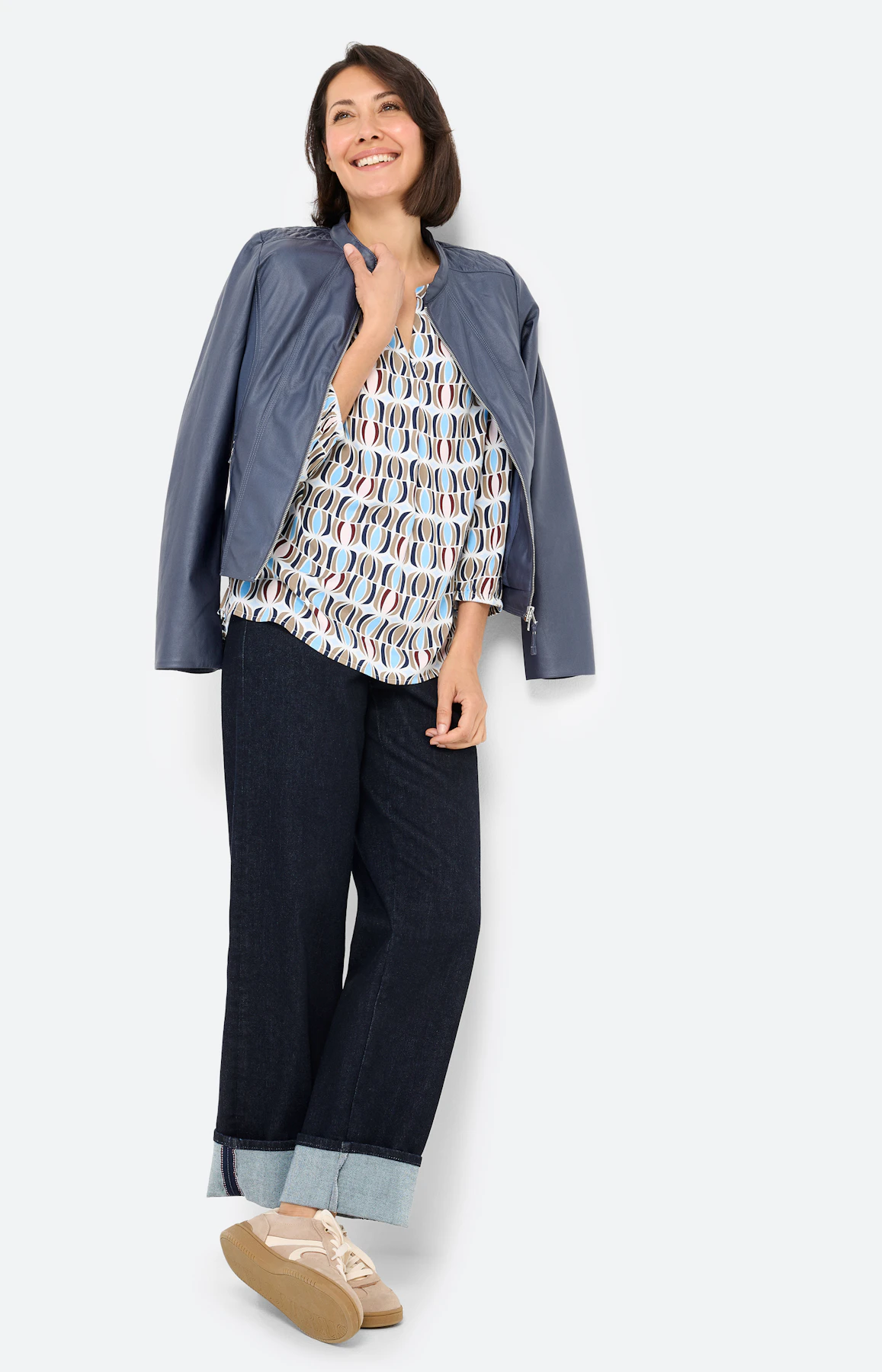 Blouse met print all-over, greige