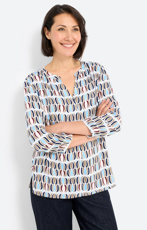 Blouse met print all-over, greige