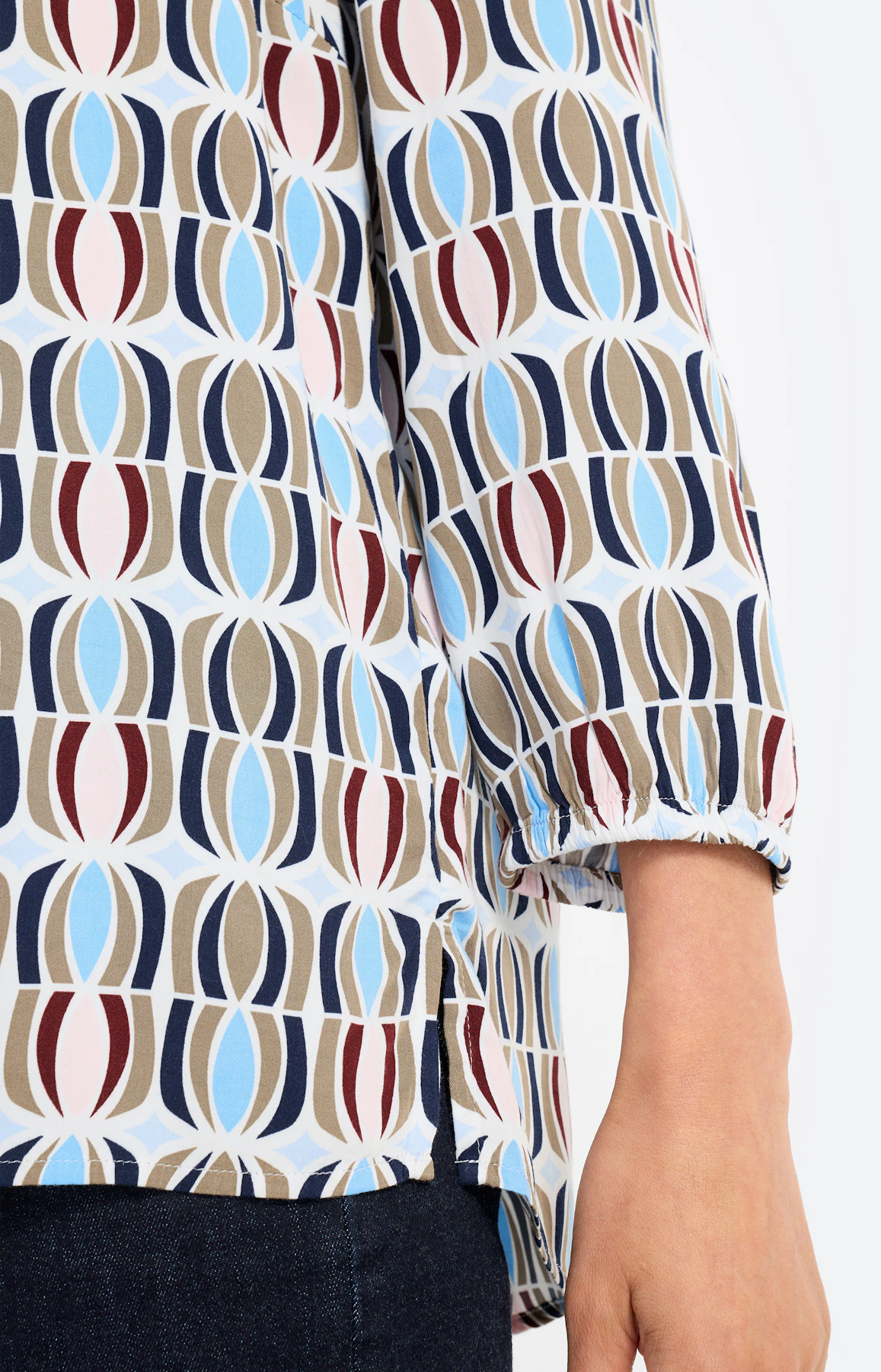 Blouse met print all-over, greige