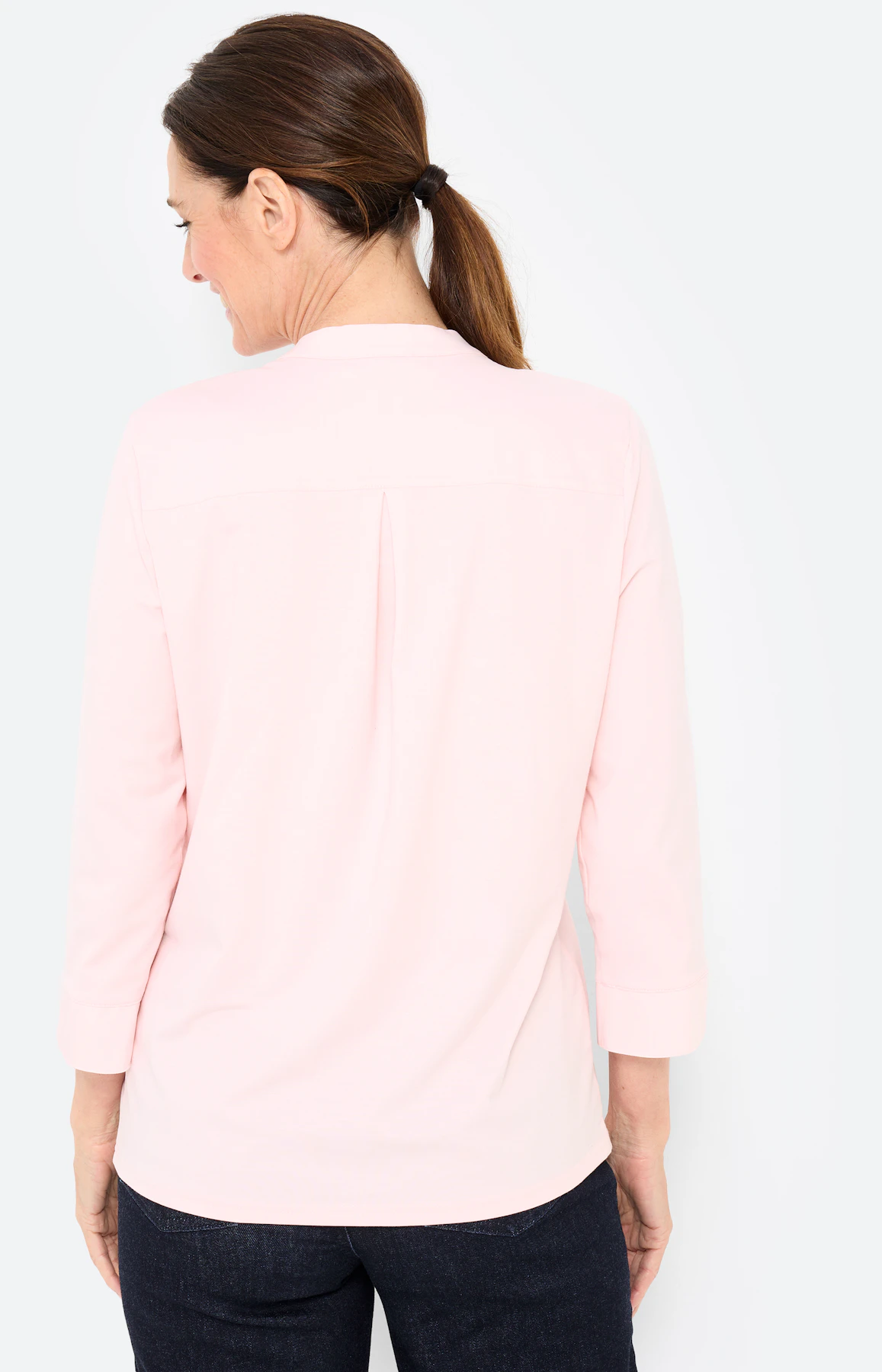 Blouse in een materialenmix, lichtroze