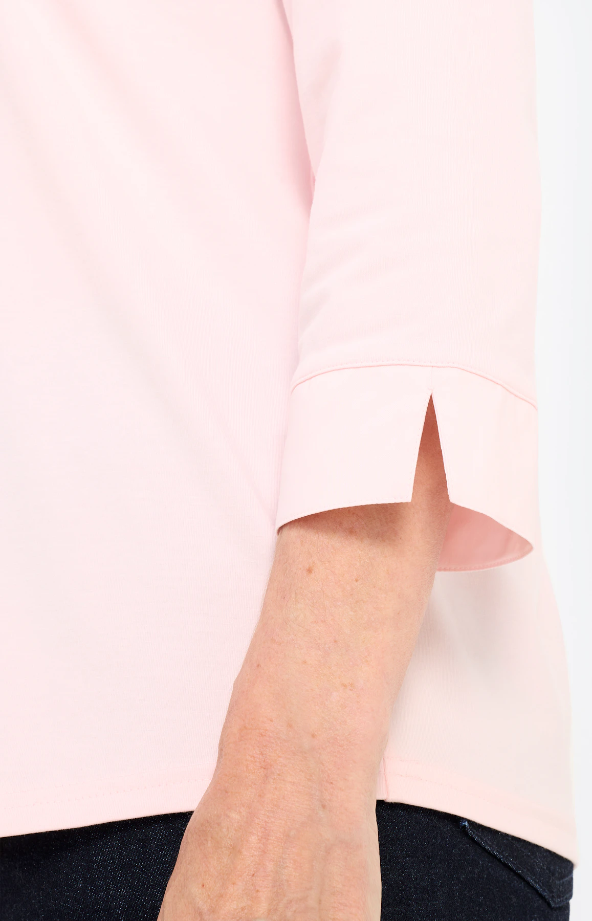 Blouse in een materialenmix, lichtroze
