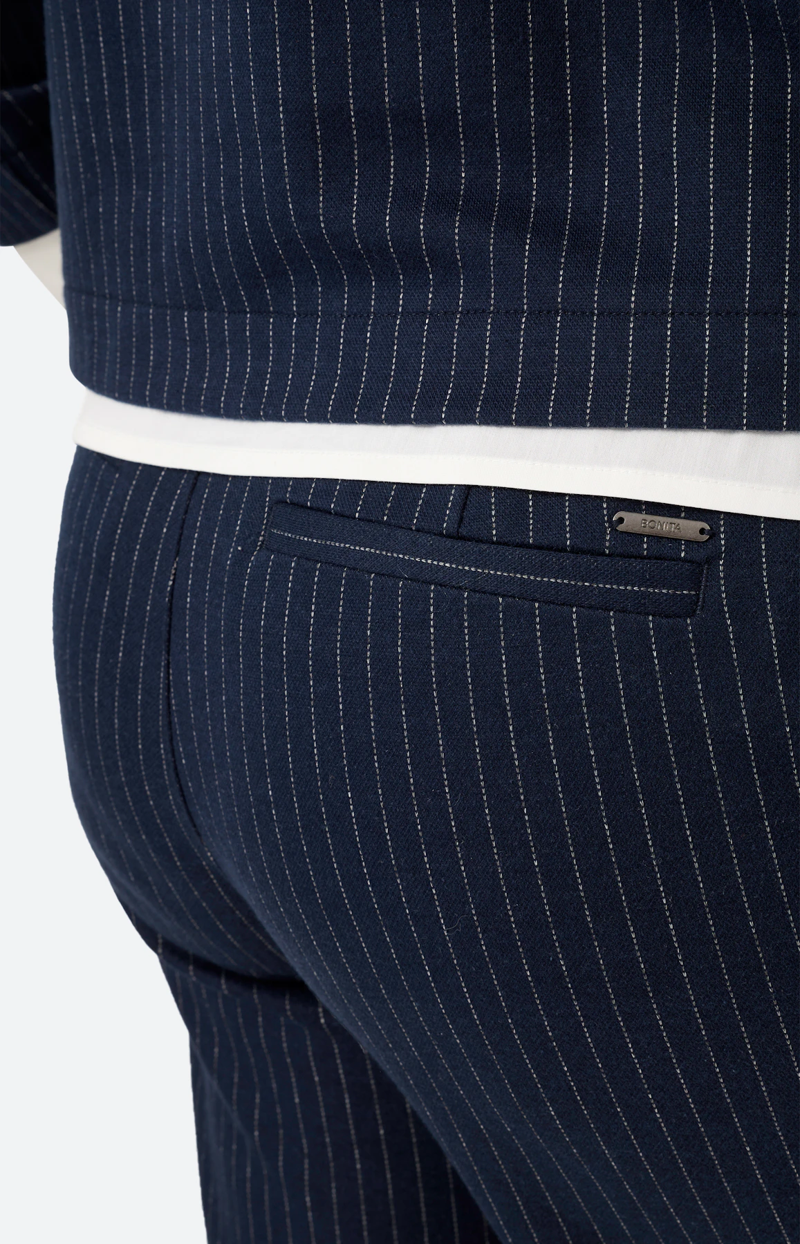 Marlene-broek met strepen 30 inch, navy