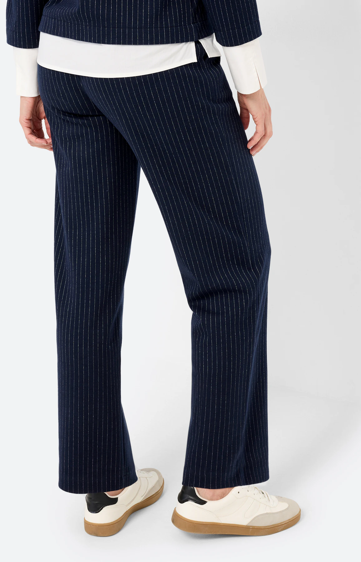Marlene-broek met strepen 30 inch, navy