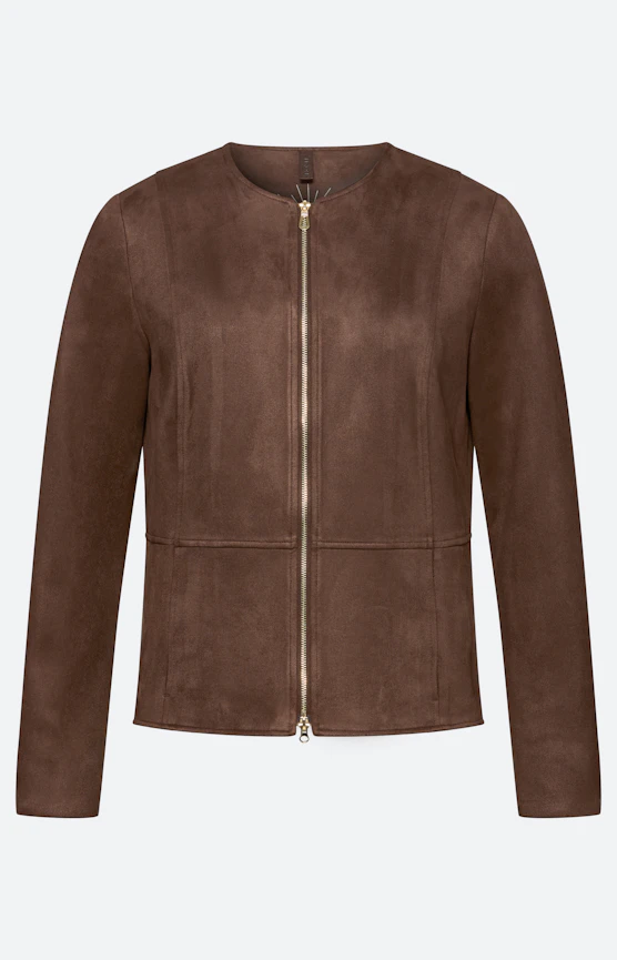 Jacke in Veloursoptik, dunkelbraun