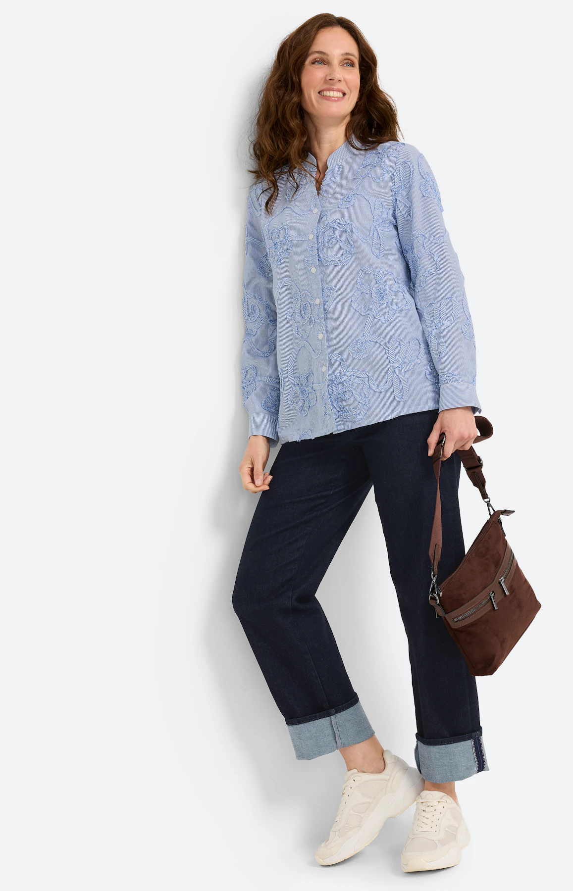 Blouse met applicatie, blauw