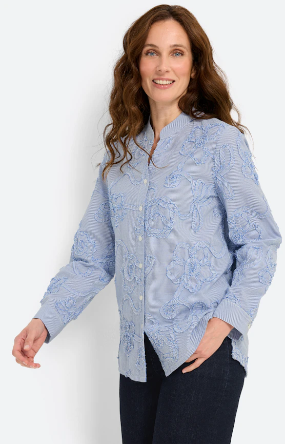 Blouse met applicatie, blauw