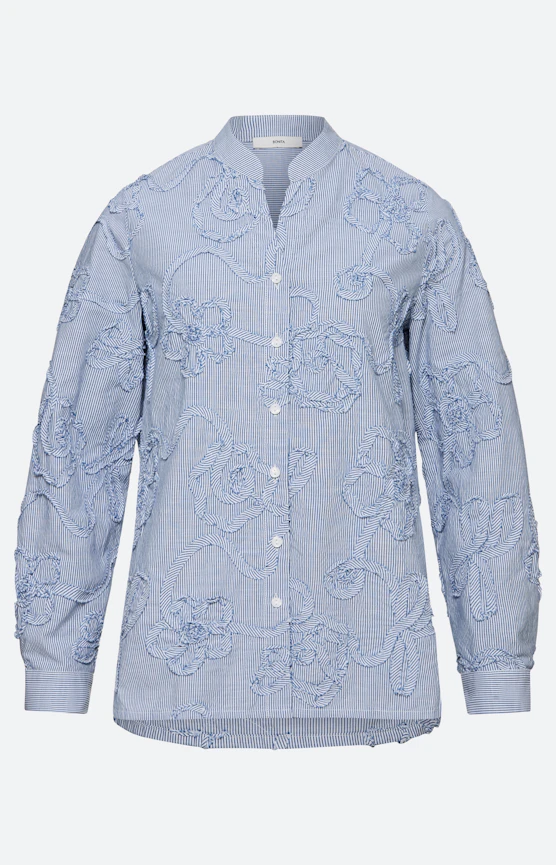Blouse met applicatie, blauw
