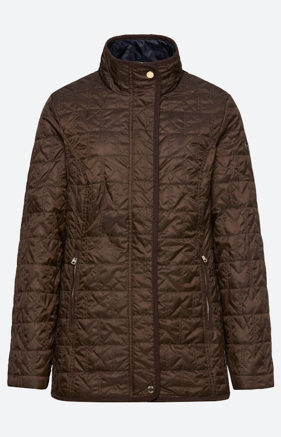 Steppjacke mit Stehkragen, dunkelbraun