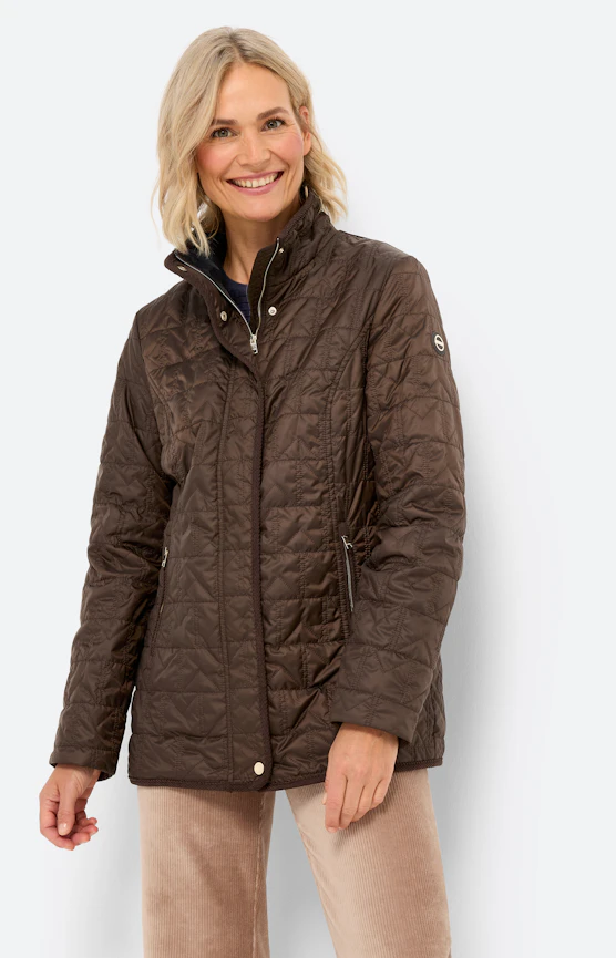 Steppjacke mit Stehkragen, dunkelbraun
