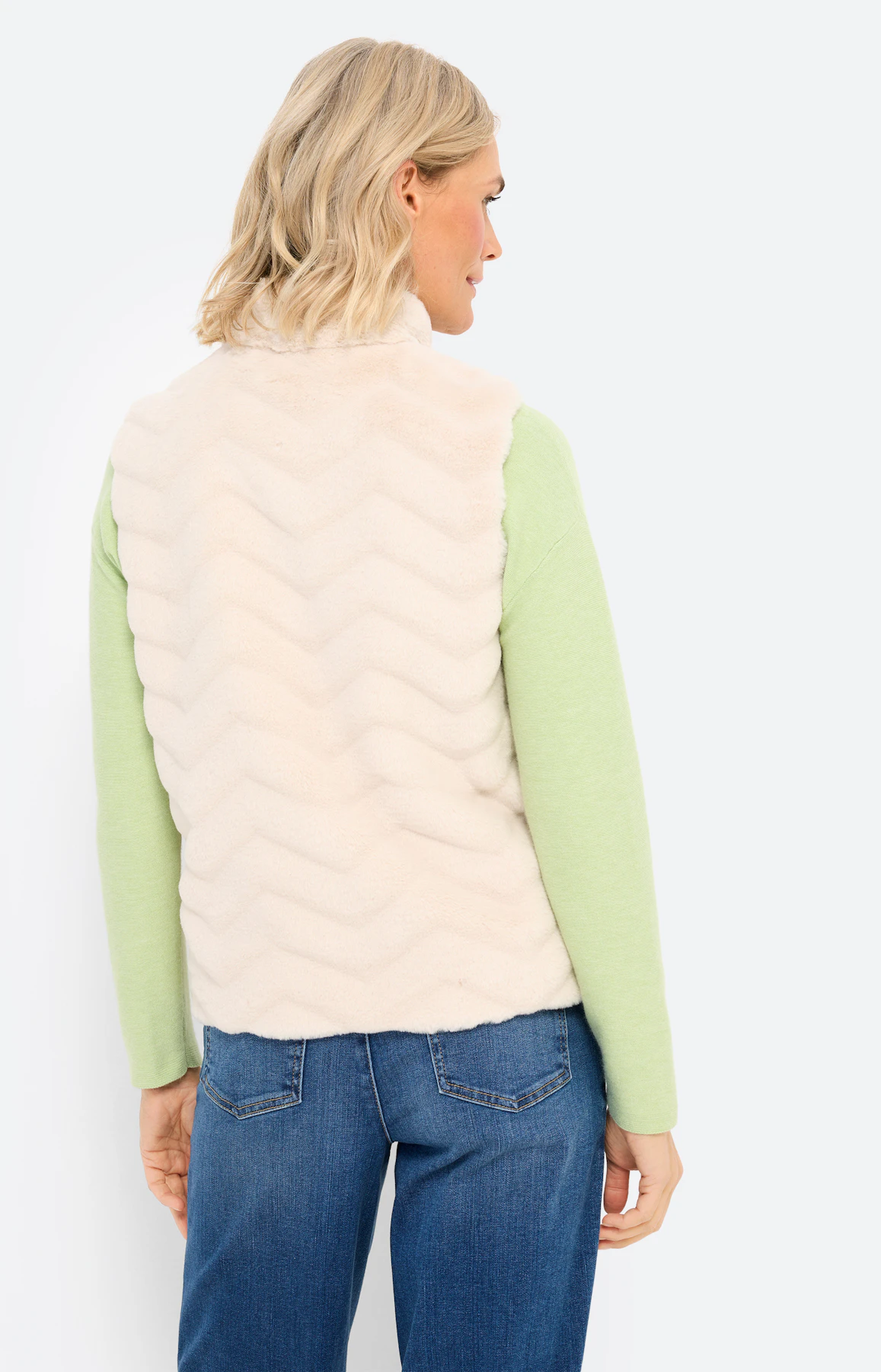Gilet in vacht-look, beige