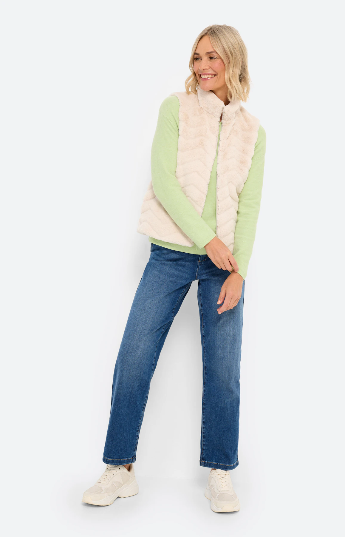 Gilet in vacht-look, beige