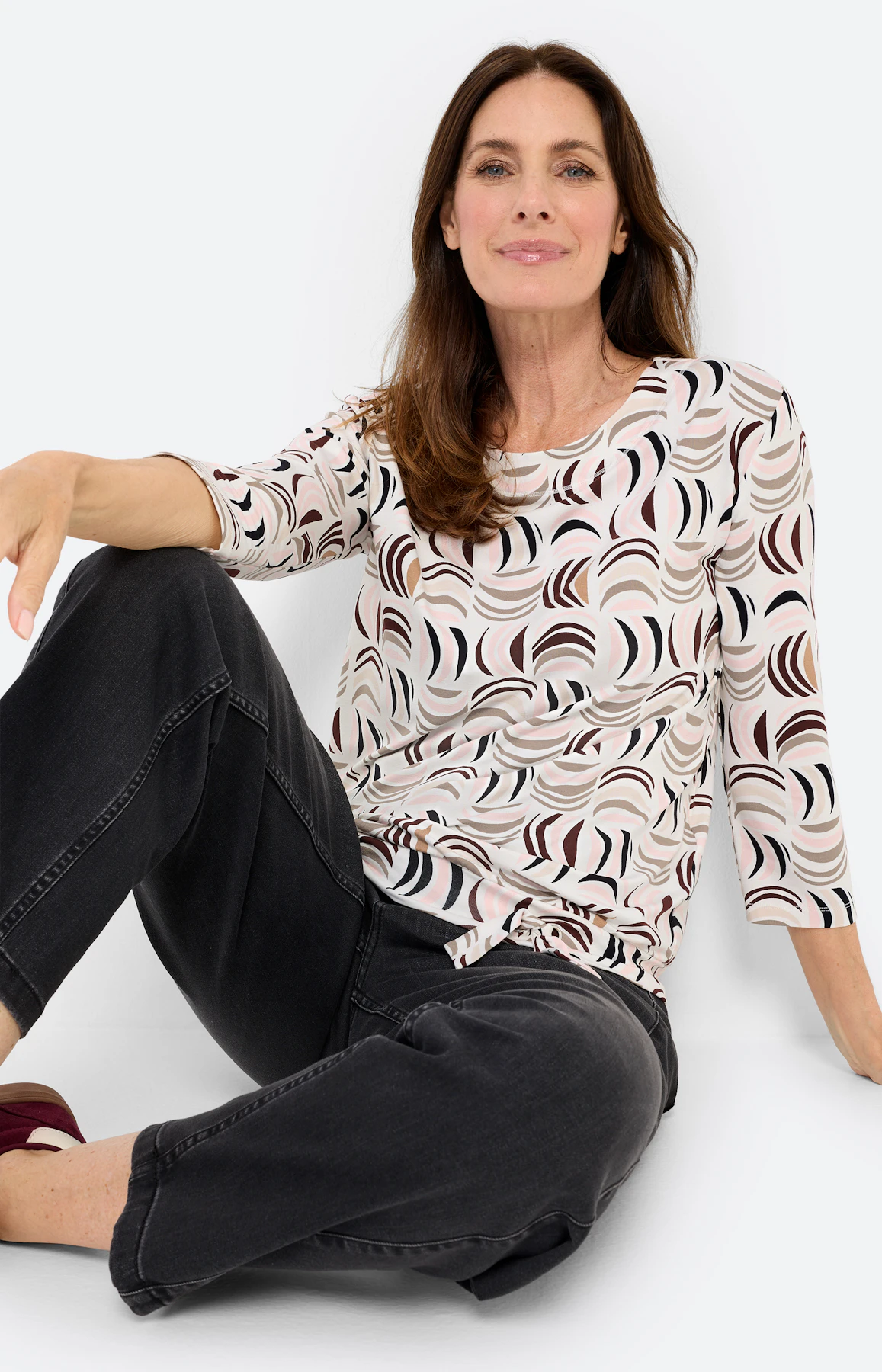 Shirt met een geometrisch motief, wit