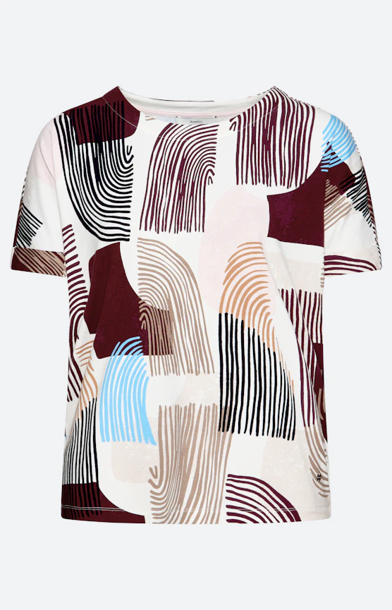 T-Shirt mit All Over-Print, bordeaux