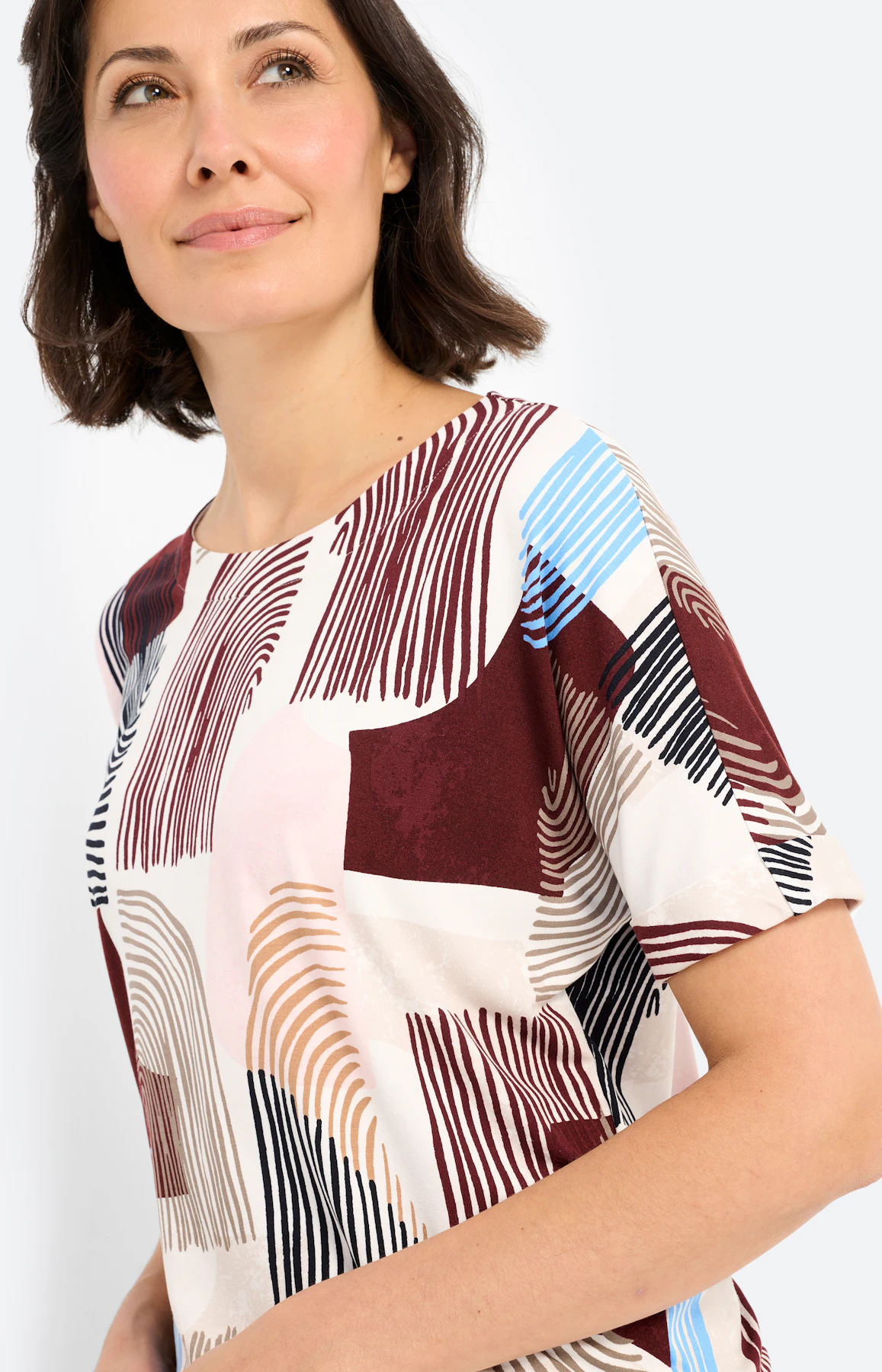 T-shirt met all-over-print, bordeaux