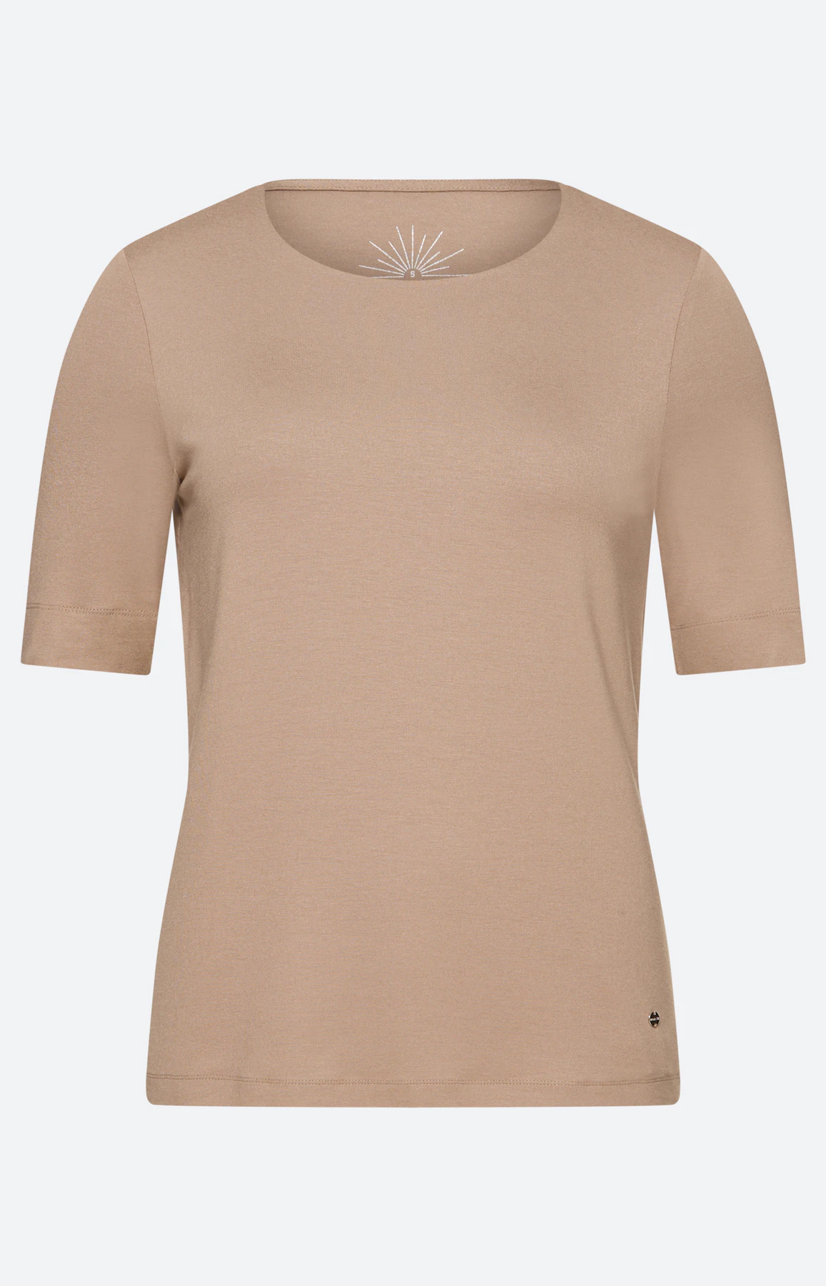 T-shirt met een lichte glans, lichtbruin