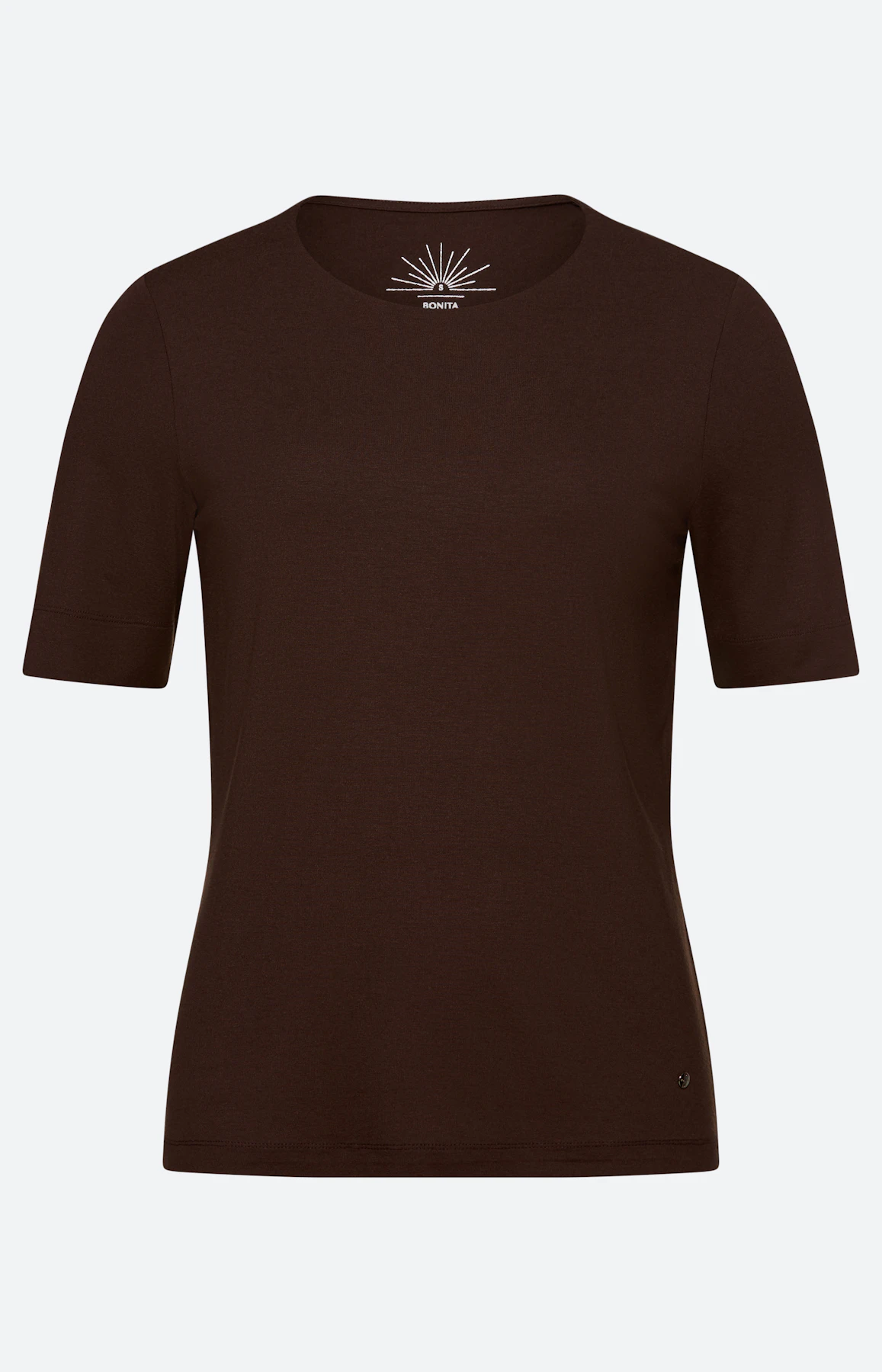 T-shirt met lichte glans, donkerbruin