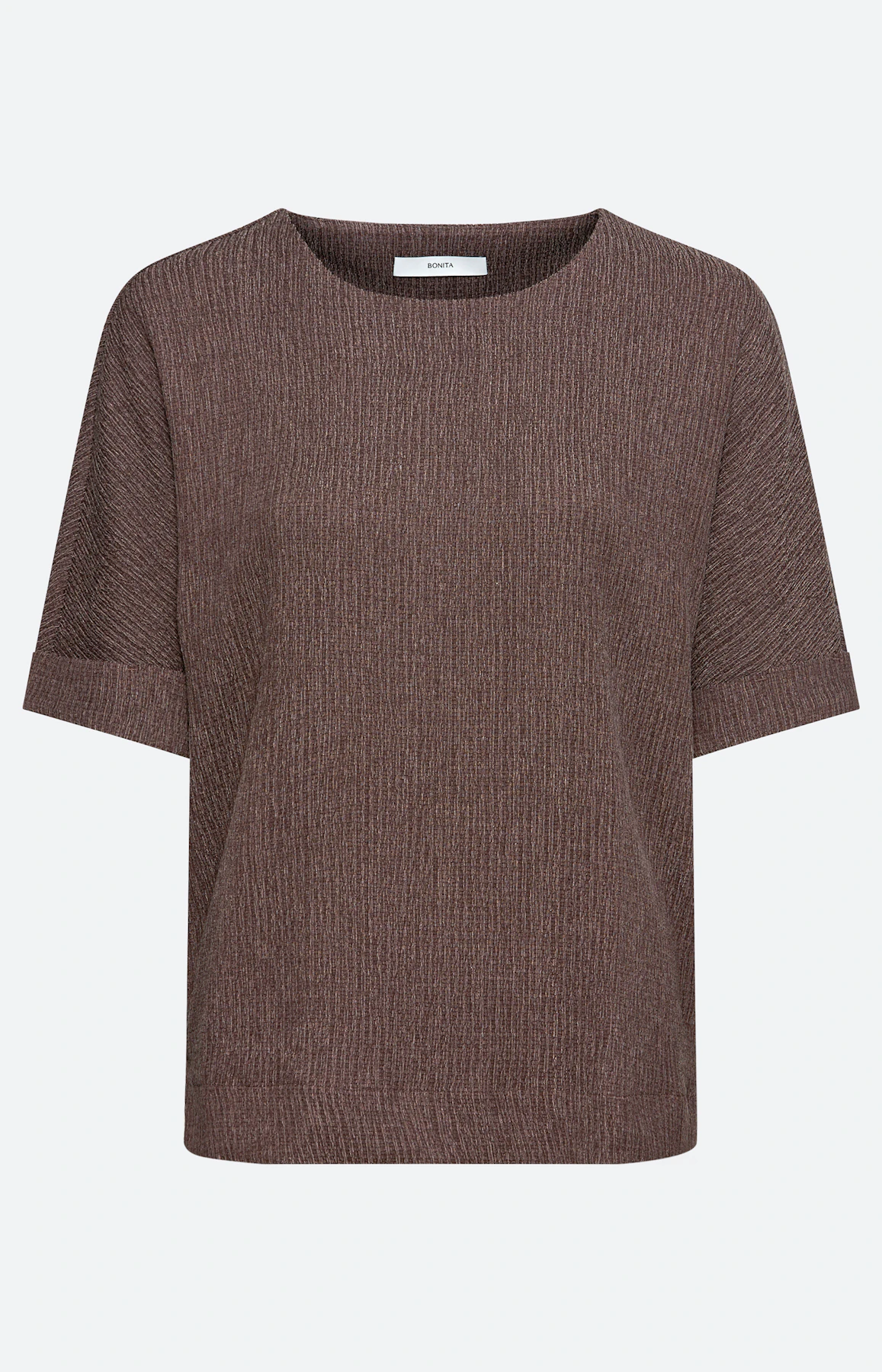 T-shirt met gemêleerde structuur, bruin
