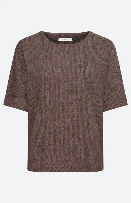 T-Shirt mit melierter Struktur, braun