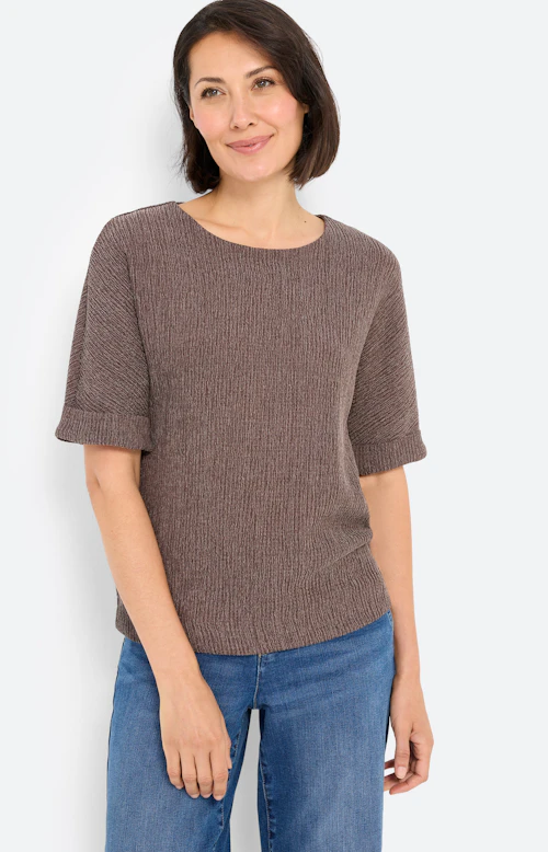 T-shirt met gemêleerde structuur, bruin