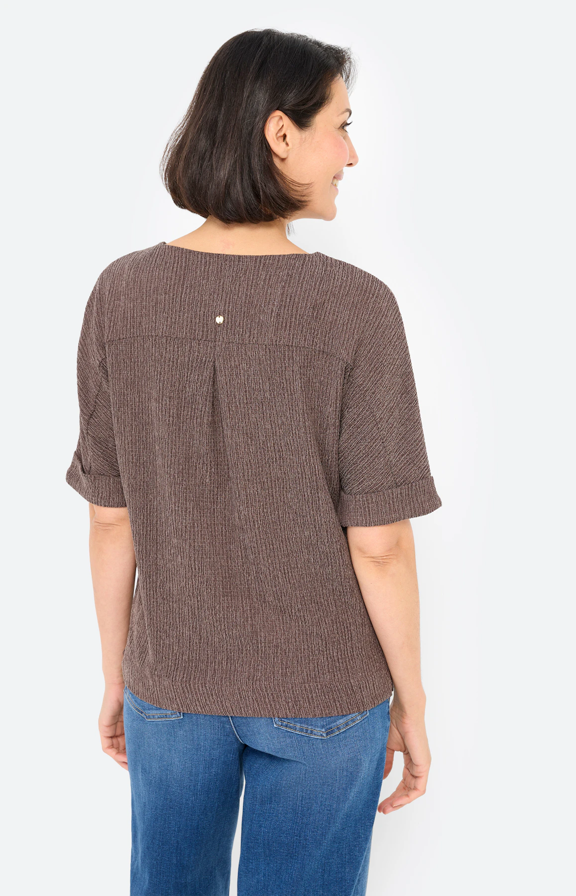 T-shirt met gemêleerde structuur, bruin