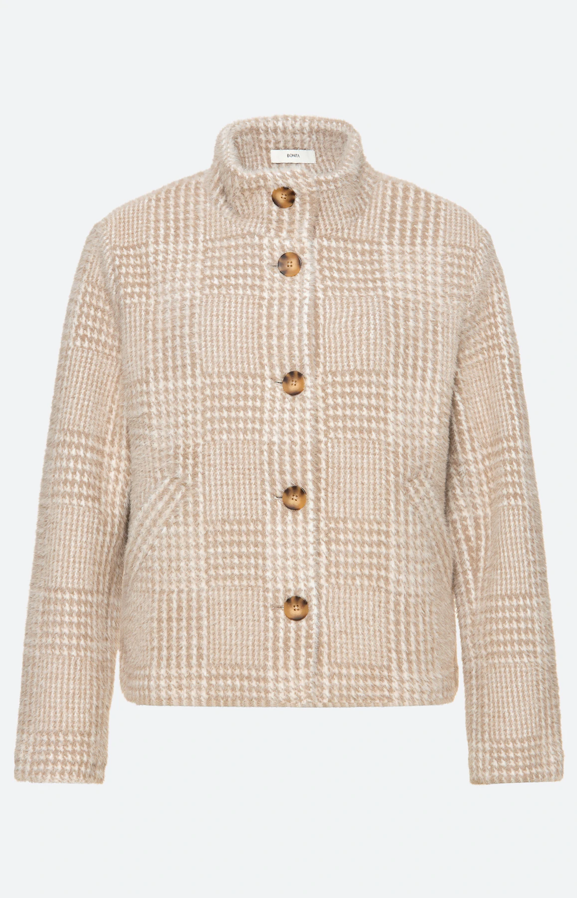 Jas met glencheckmotief, beige
