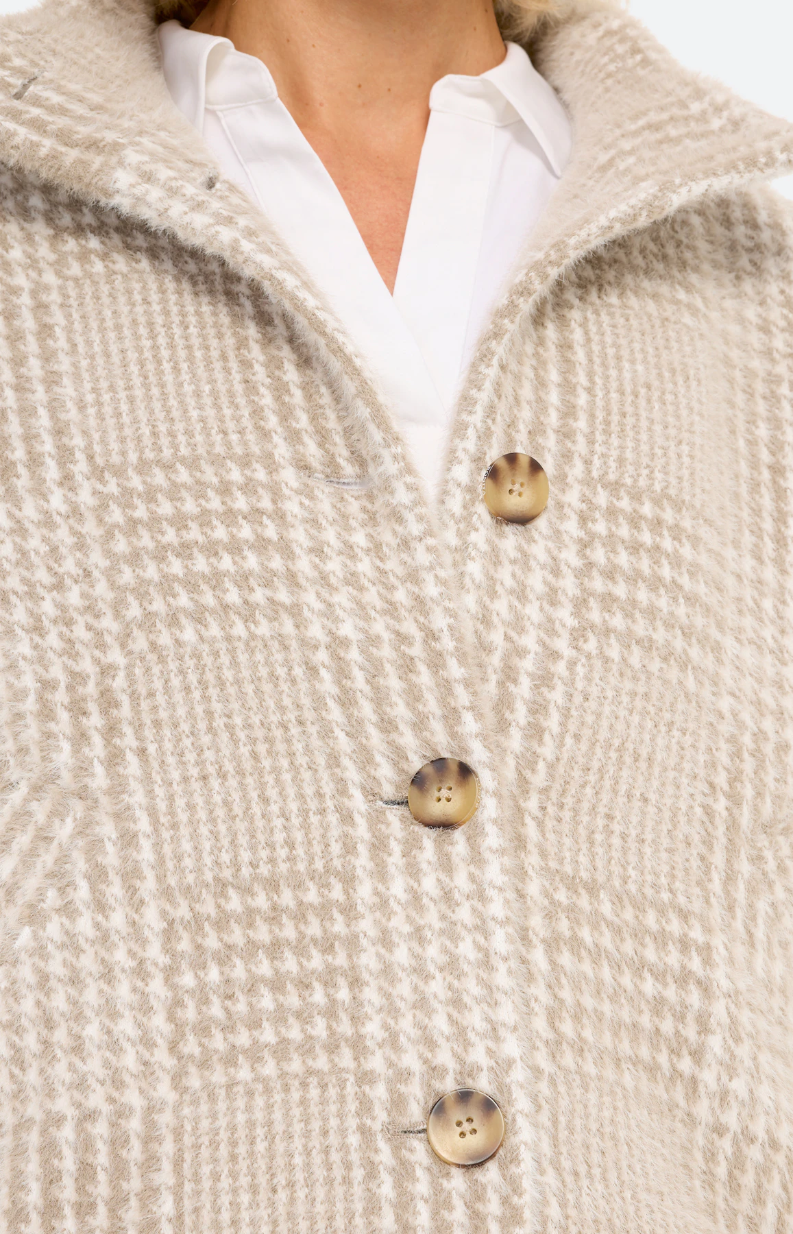 Jas met glencheckmotief, beige