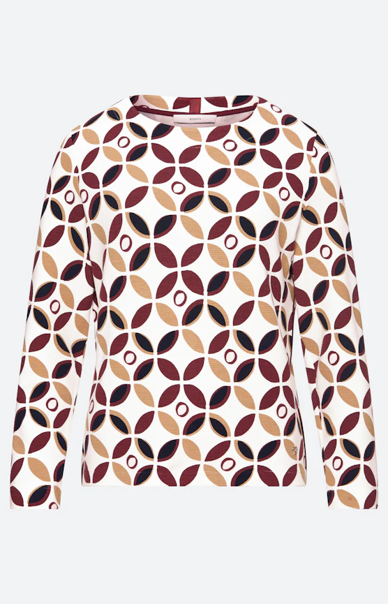 Sweatshirt mit All Over-Print, bordeaux