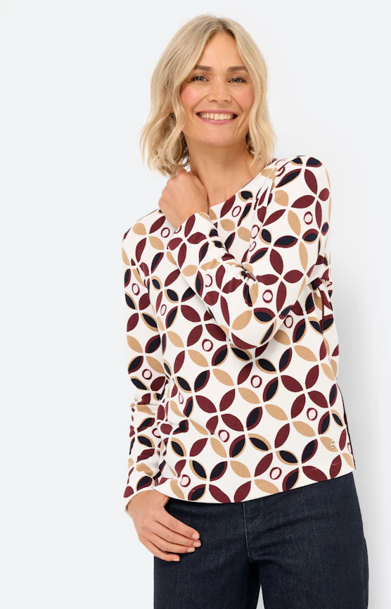 Sweatshirt mit All Over-Print, bordeaux