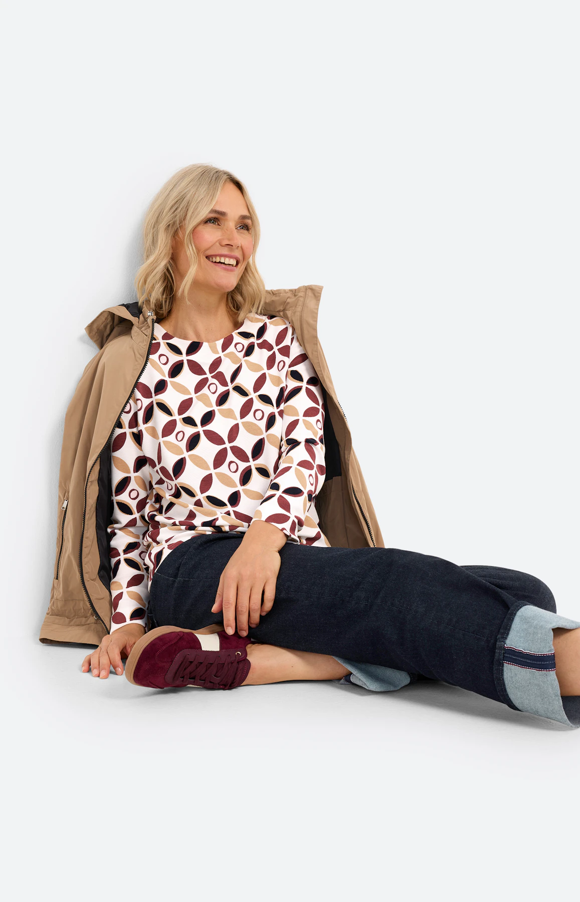 Sweatshirt met print all-over, bordeaux